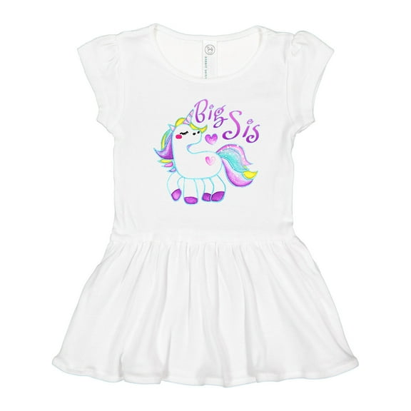 Inktastic Big Sis unicorn Girls Toddler Dress