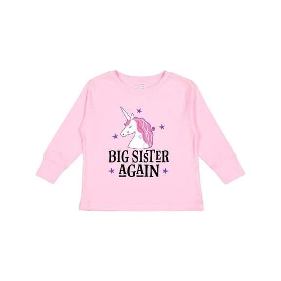 Inktastic Big Sister Again Unicorn Girls Long Sleeve Toddler T-Shirt