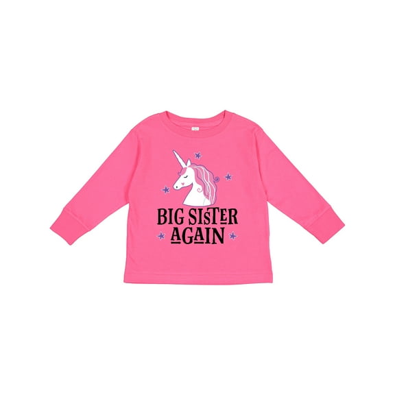 Inktastic Big Sister Again Unicorn Girls Long Sleeve Toddler T-Shirt