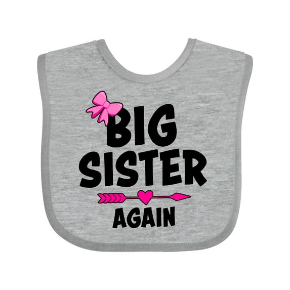 Inktastic Big Sister Again with Bow and Arrow Girls Baby Bib