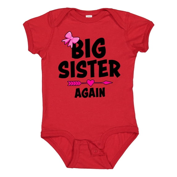 Inktastic Big Sister Again with Bow and Arrow Girls Baby Bodysuit