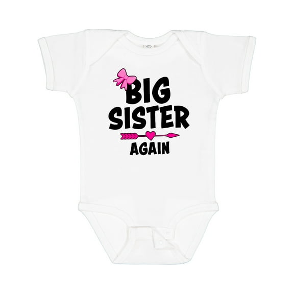Inktastic Big Sister Again with Bow and Arrow Girls Baby Bodysuit