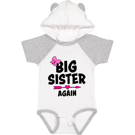 Inktastic Big Sister Again with Bow and Arrow Girls Baby Bodysuit