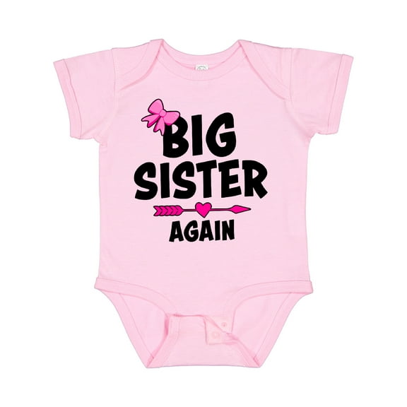 Inktastic Big Sister Again with Bow and Arrow Girls Baby Bodysuit