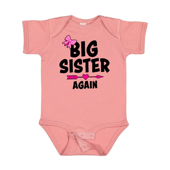 Inktastic Big Sister Again with Bow and Arrow Girls Baby Bodysuit