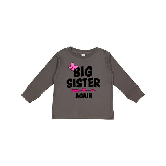 Inktastic Big Sister Again with Bow and Arrow Girls Long Sleeve Toddler T-Shirt