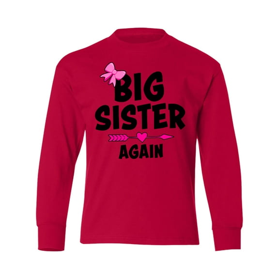Inktastic Big Sister Again with Bow and Arrow Long Sleeve Youth T-Shirt