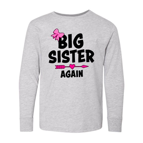 Inktastic Big Sister Again with Bow and Arrow Long Sleeve Youth T-Shirt