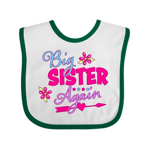 Inktastic Big Sister Again with Flowers and Arrow Girls Baby Bib