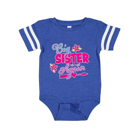 Inktastic Big Sister Again with Flowers and Arrow Girls Baby Bodysuit