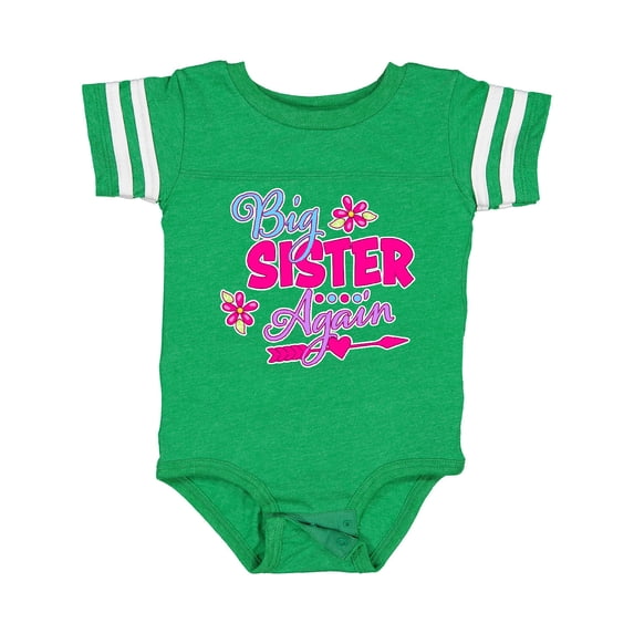 Inktastic Big Sister Again with Flowers and Arrow Girls Baby Bodysuit