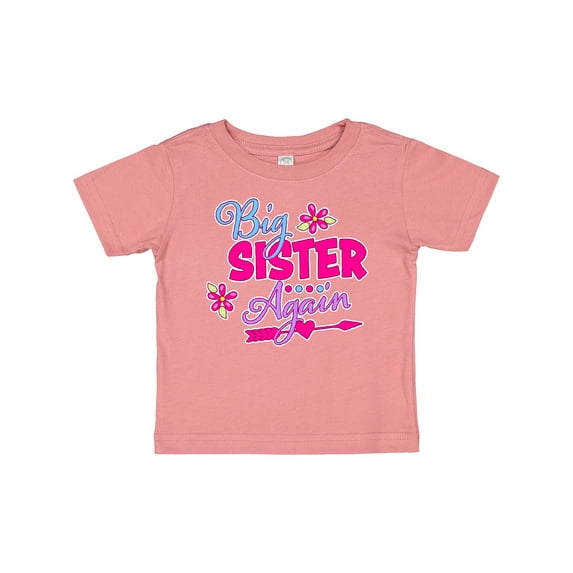 Inktastic Big Sister Again with Flowers and Arrow Girls Baby T-Shirt