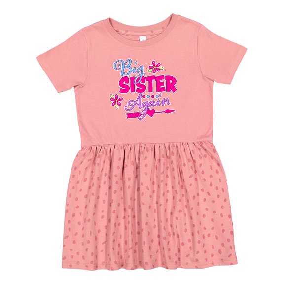 Inktastic Big Sister Again with Flowers and Arrow Girls Toddler Dress