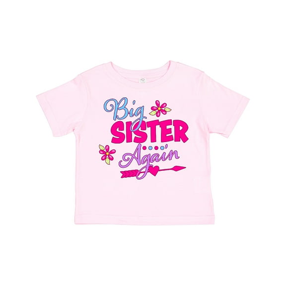 Inktastic Big Sister Again with Flowers and Arrow Girls Toddler T-Shirt