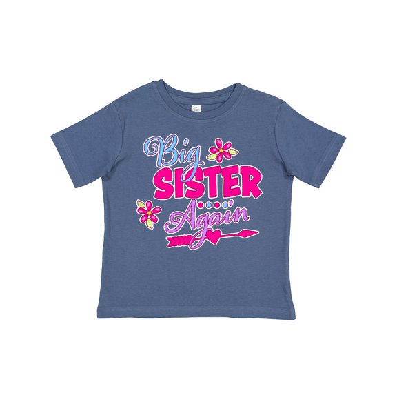 Inktastic Big Sister Again with Flowers and Arrow Girls Toddler T-Shirt