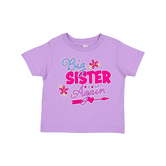 Inktastic Big Sister Again with Flowers and Arrow Girls Toddler T-Shirt