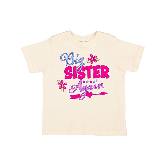 Inktastic Big Sister Again with Flowers and Arrow Girls Toddler T-Shirt