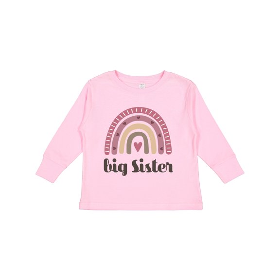 Inktastic Big Sister Announcement Rainbow Girls Long Sleeve Toddler T-Shirt