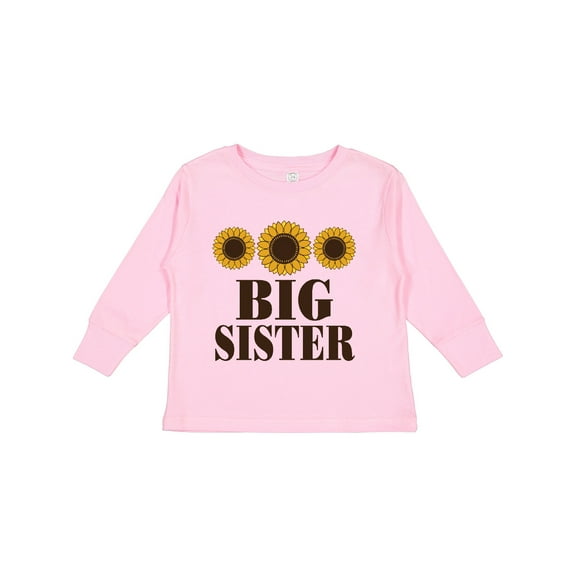 Inktastic Big Sister Announcement Sunflowers Girls Long Sleeve Toddler T-Shirt