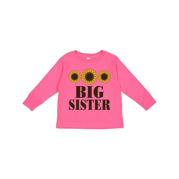 Inktastic Big Sister Announcement Sunflowers Girls Long Sleeve Toddler T-Shirt