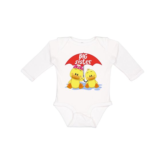 Inktastic Big Sister Duck Girls Long Sleeve Baby Bodysuit
