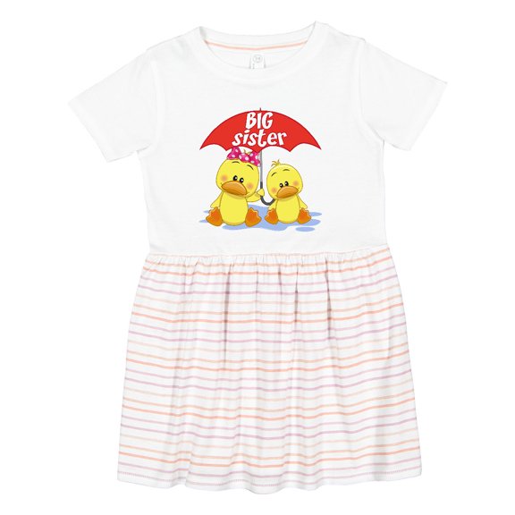 Inktastic Big Sister Duck Girls Toddler Dress