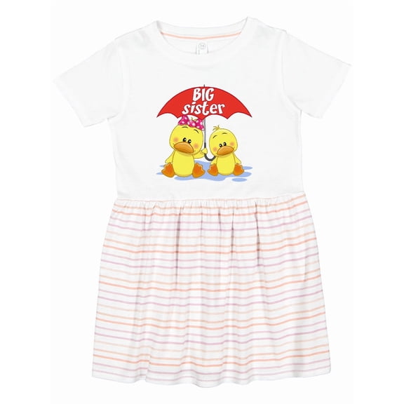 Inktastic Big Sister Duck Girls Toddler Dress