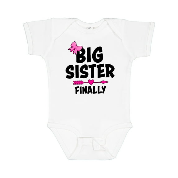 Inktastic Big Sister Finally with Bow and Arrow Girls Baby Bodysuit