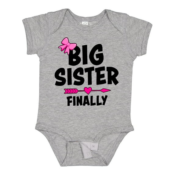 Inktastic Big Sister Finally with Bow and Arrow Girls Baby Bodysuit