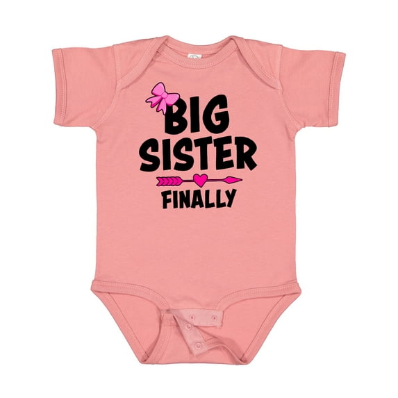 Inktastic Big Sister Finally with Bow and Arrow Girls Baby Bodysuit