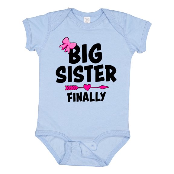 Inktastic Big Sister Finally with Bow and Arrow Girls Baby Bodysuit