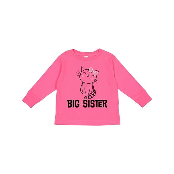 Inktastic Big Sister Girl Cat Girls Long Sleeve Toddler T-Shirt