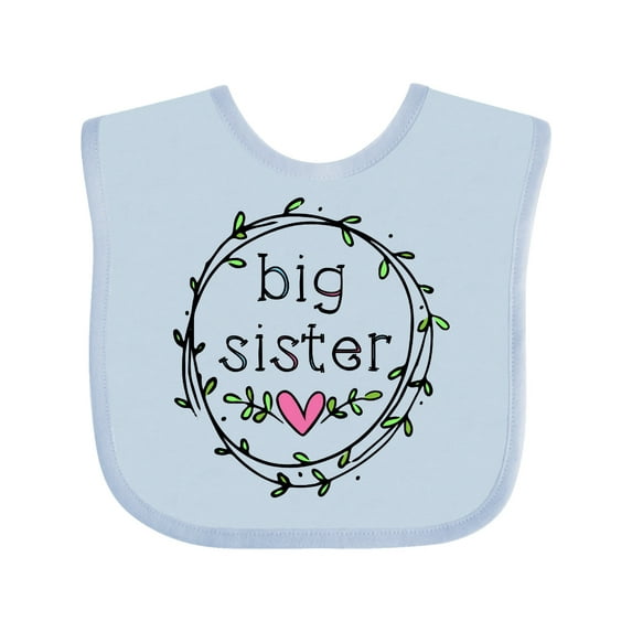 Inktastic Big Sister Leaves, Circle, Heart Girls Baby Bib