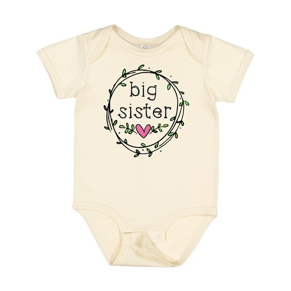 Inktastic Big Sister Leaves, Circle, Heart Girls Baby Bodysuit