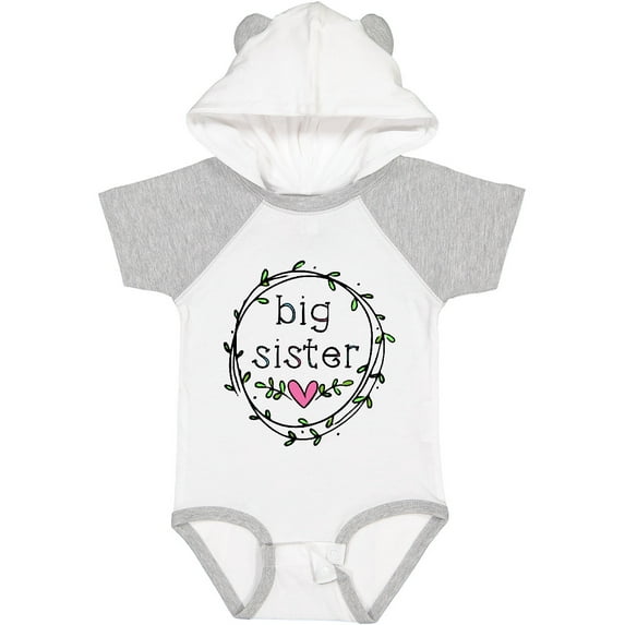 Inktastic Big Sister Leaves, Circle, Heart Girls Baby Bodysuit