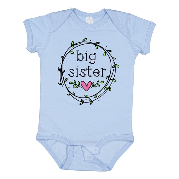 Inktastic Big Sister Leaves, Circle, Heart Girls Baby Bodysuit