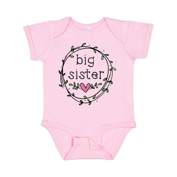 Inktastic Big Sister Leaves, Circle, Heart Girls Baby Bodysuit