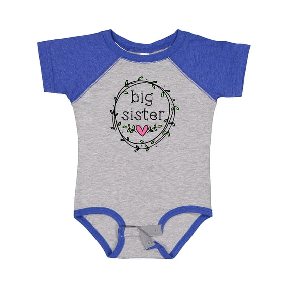 Inktastic Big Sister Leaves, Circle, Heart Girls Baby Bodysuit