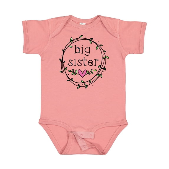 Inktastic Big Sister Leaves, Circle, Heart Girls Baby Bodysuit