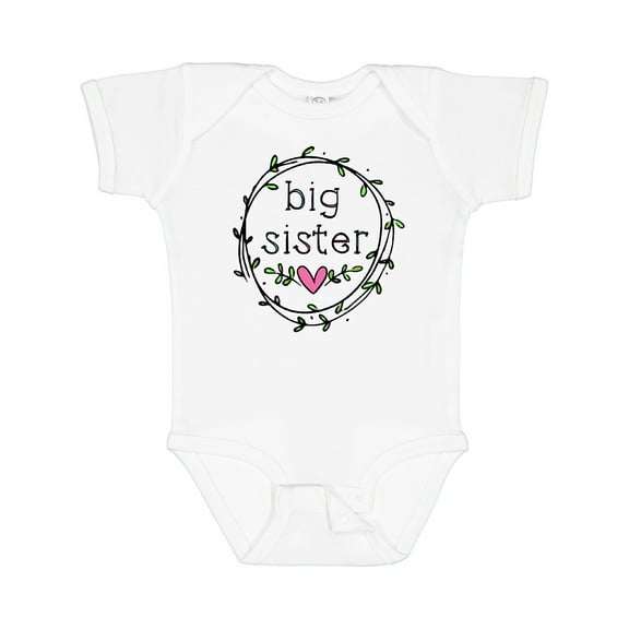 Inktastic Big Sister Leaves, Circle, Heart Girls Baby Bodysuit