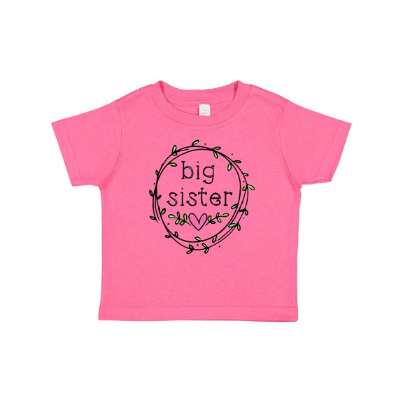 Inktastic Big Sister Leaves, Circle, Heart Girls Baby T-Shirt