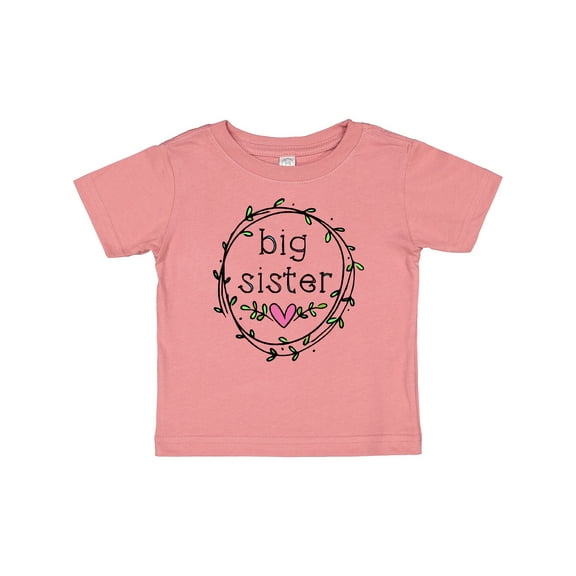 Inktastic Big Sister Leaves, Circle, Heart Girls Baby T-Shirt