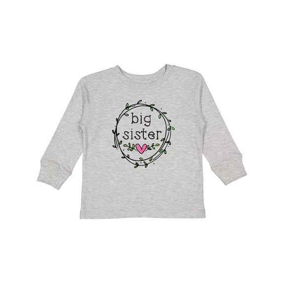 Inktastic Big Sister Leaves, Circle, Heart Girls Long Sleeve Toddler T-Shirt