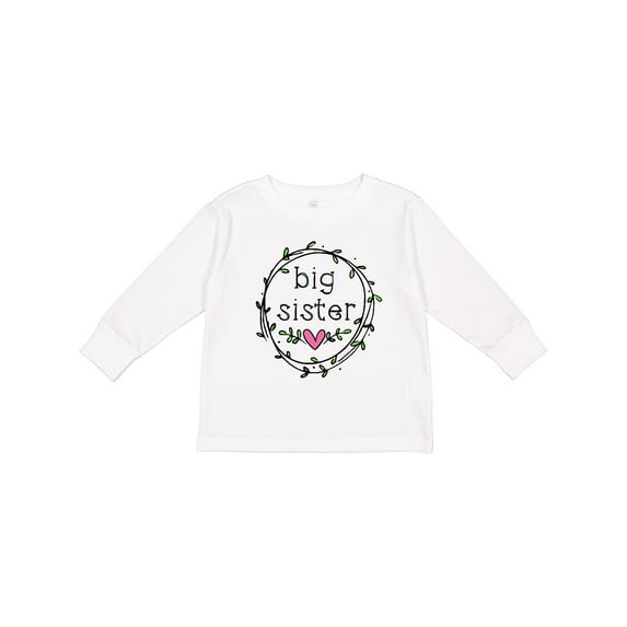 Inktastic Big Sister Leaves, Circle, Heart Girls Long Sleeve Toddler T-Shirt