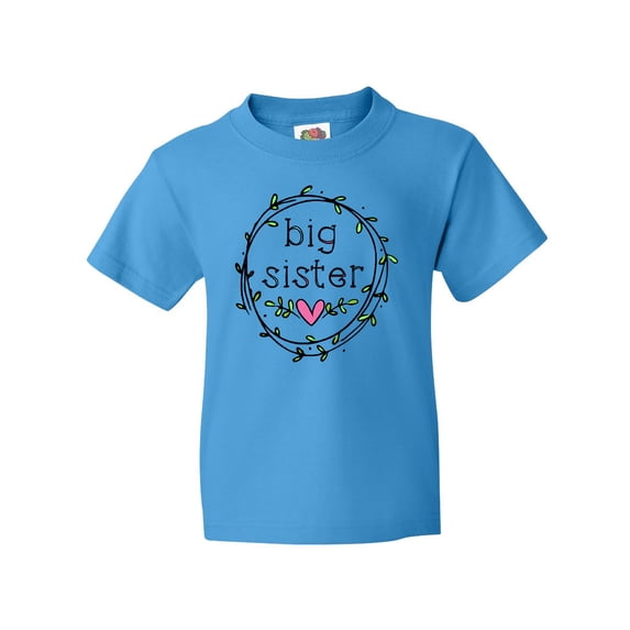 Inktastic Big Sister Leaves, Circle, Heart Youth T-Shirt