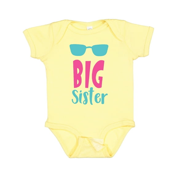 Inktastic Big Sister, Older Sister, Sunglasses - Blue Pink Girls Baby Bodysuit