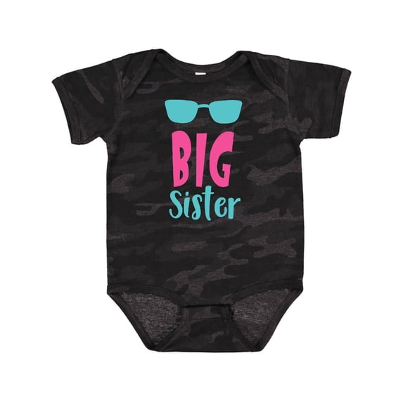 Inktastic Big Sister, Older Sister, Sunglasses - Blue Pink Girls Baby Bodysuit