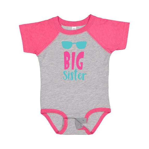 Inktastic Big Sister, Older Sister, Sunglasses - Blue Pink Girls Baby Bodysuit