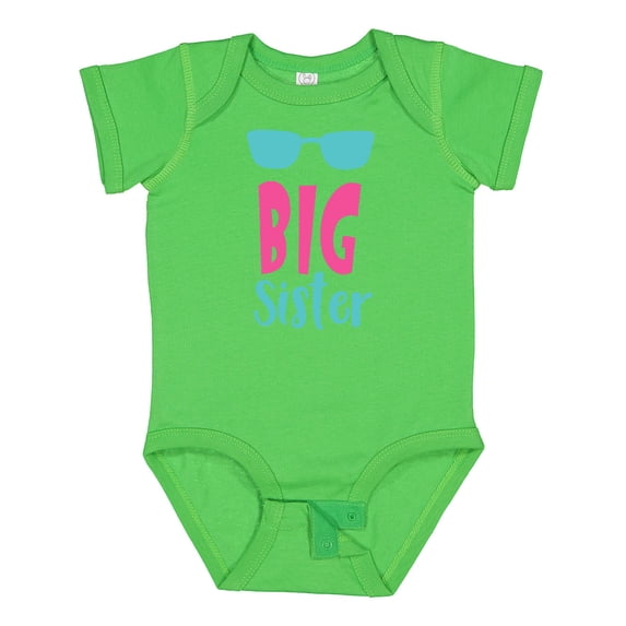 Inktastic Big Sister, Older Sister, Sunglasses - Blue Pink Girls Baby Bodysuit
