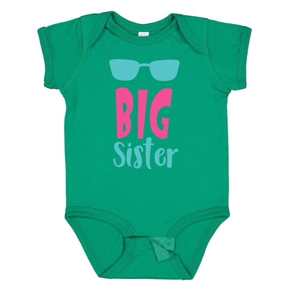 Inktastic Big Sister, Older Sister, Sunglasses - Blue Pink Girls Baby Bodysuit